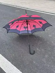 Black Printed Poker Umbrella Rain And Shine Dual-purpose Cat COS Umbrella Husk Fan Peripheral Prop Umbrella