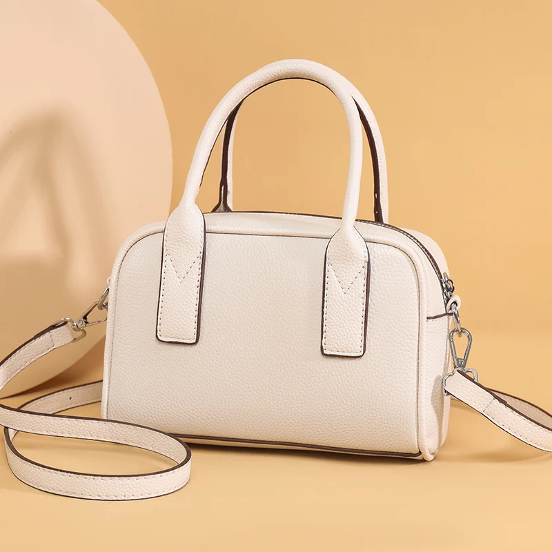 100% cowhide Retro Women Satchel Hobo Bags Shopping Bag Fashion Solid Designer Armpit Bag Casual Double Pocket Hand Underarm Bag