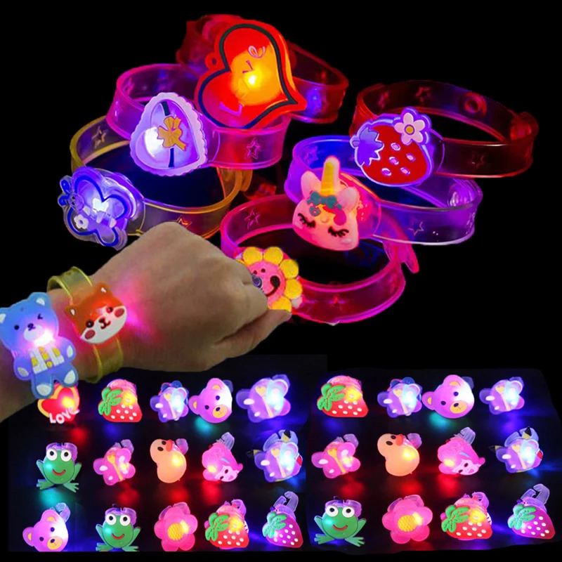 10/20PCS Glowing Bracelets Slap Rings Toy Children Gifts Christmas Party Favor Kids Birthday Gifts Wedding Guests Giveaways Gift