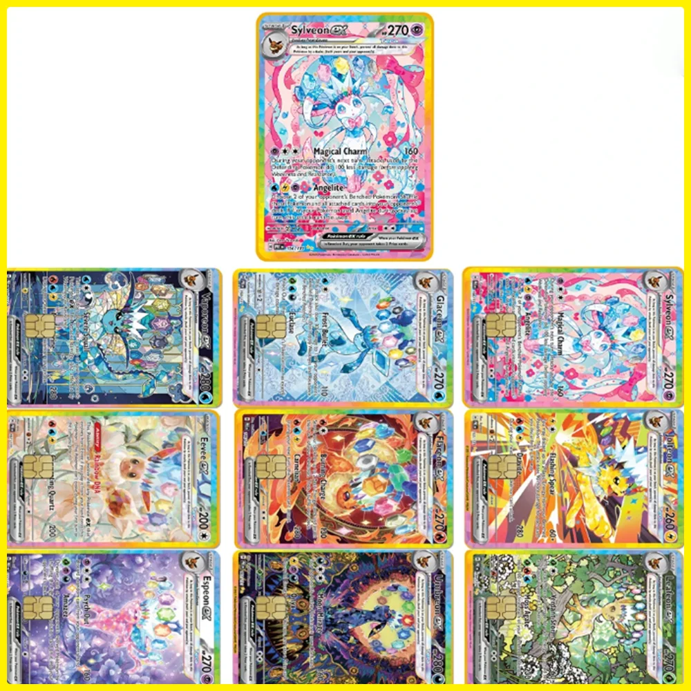 

Daboluo Anime Pocket Ptcg Eevee Bank Card Sticker Credit Card Waterproof Sticker Bus Pass Diy Decal Small Chip Film Tape Sticker