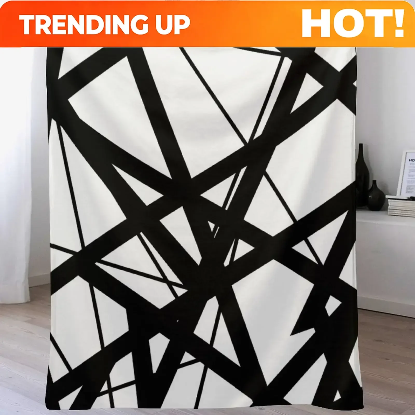 Custom EVH: Authentic Black & White Stripes Design (pure White) Throw Blanket Modern Design Soft Blanket For Home Decor