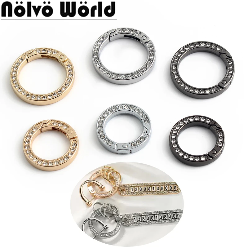 5/20/100PCS 19mm 25mm Rhinestones Keychain Crystal O Ring Spring For DIY Keyring Bags Handbag Belt Clip Trigger Buckle Accessory