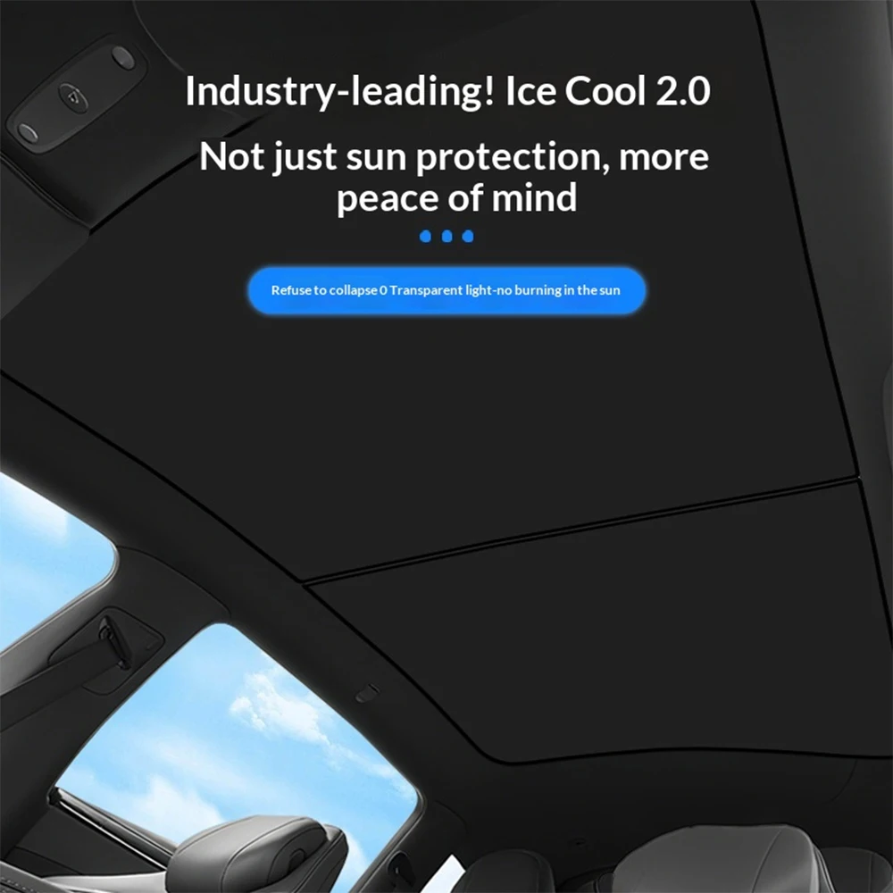 Car Sunroof Ice Cloth Buckle Sunshades Cover Front Rear Skylight Glass Roof Sun Shade Interior Accessories For Tesla Model YL - view 6