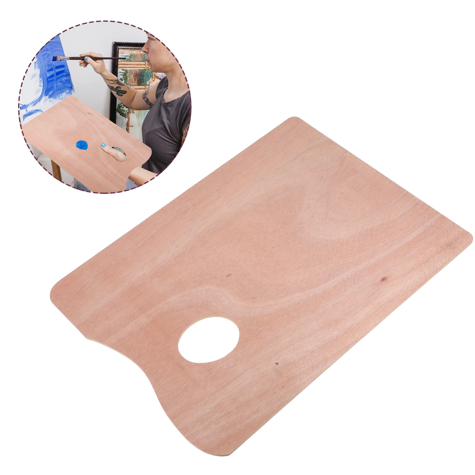 

Large Oil Painting Palette Wooden Color Mixing Board Thumb Hole For Gouache Watercolor Acrylic Paint Wood Pallet Tool