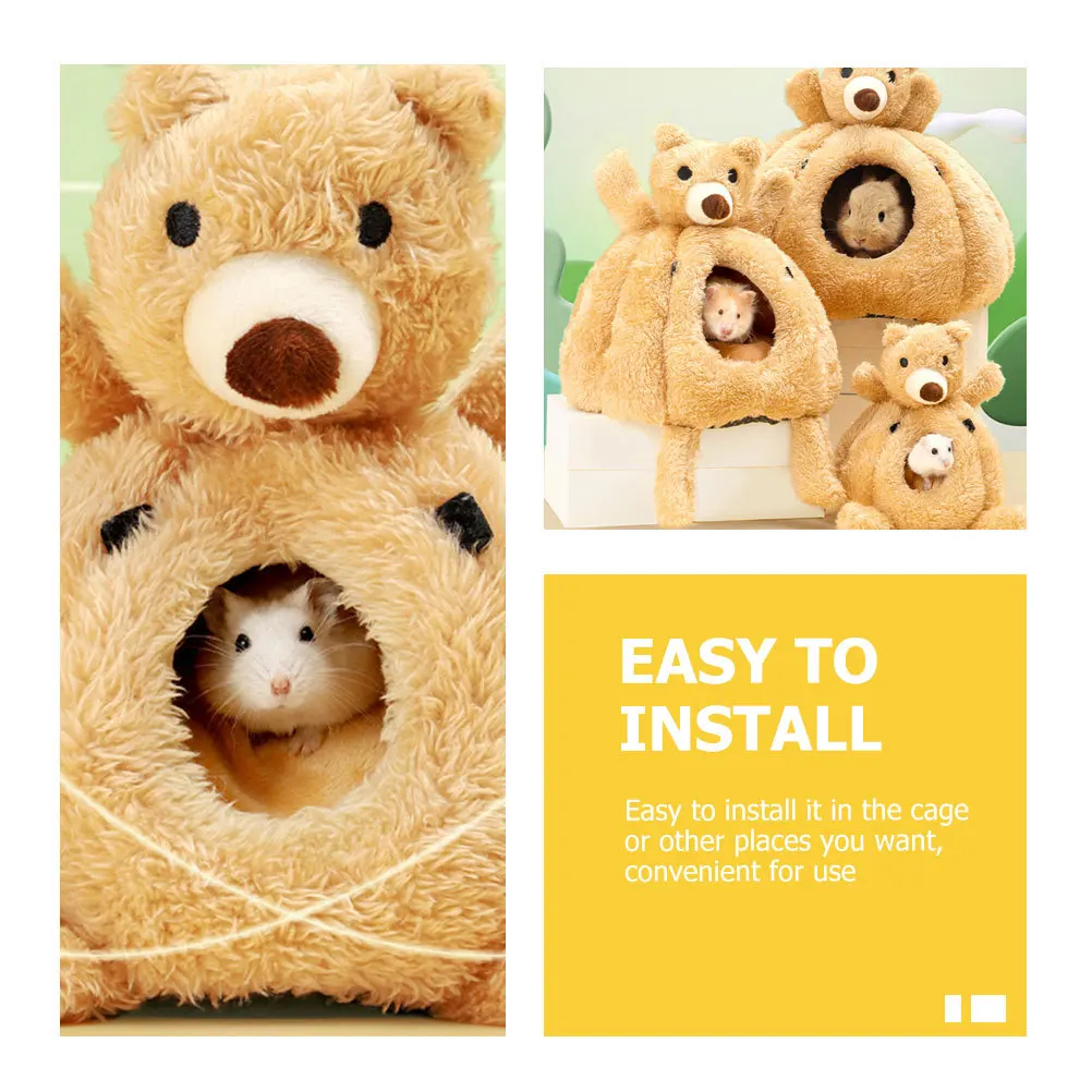 

Hamster Cotton Nest Bear Head Warm Cozy Small Pet House Comfortable Cage Hideout Hamster Supply Accessory Chinchilla House