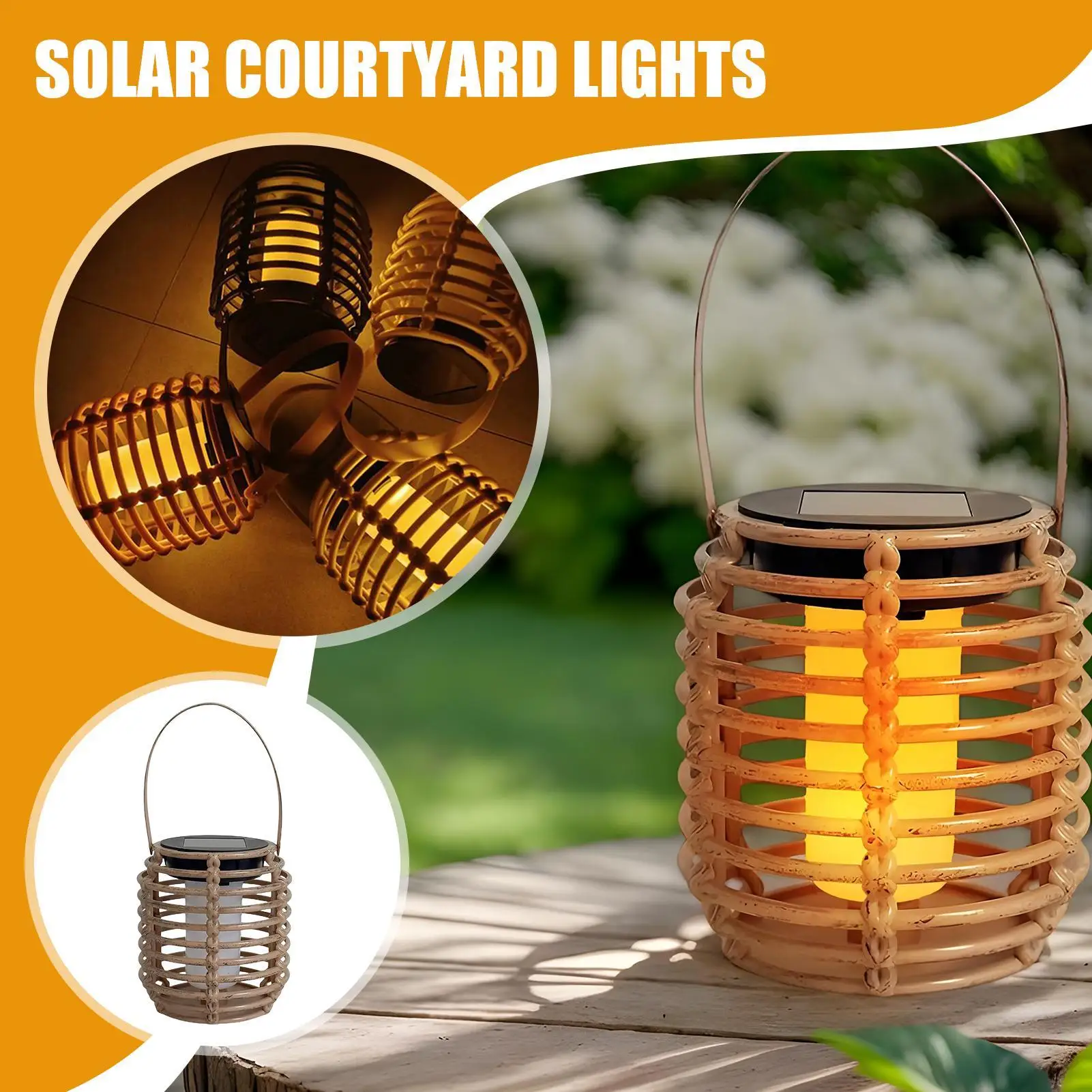 

Solar Garden Lights Outdoor Solar Powered Lanterns Decorative Outdoor Rattan Waterproof Decorative Lantern For Yard Patio