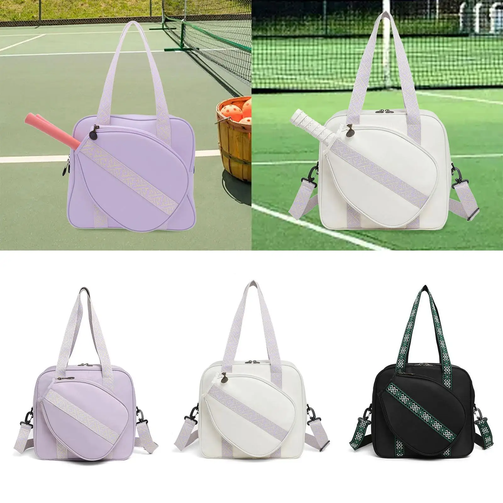 Sports Shoulder Gym Bag Pickleball Duffle Oxford Cloth Lightweight Big Storage for Paddles Balls and Gear for Outdoor Activity