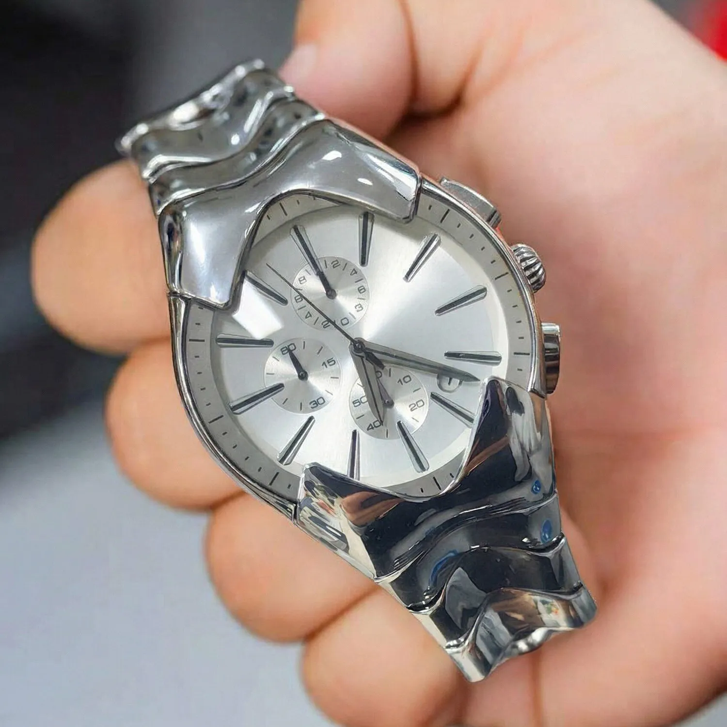 

CILOA large dial luxury watch for men silver color round shape high quality new style light luxury gift waterproof quartz watch
