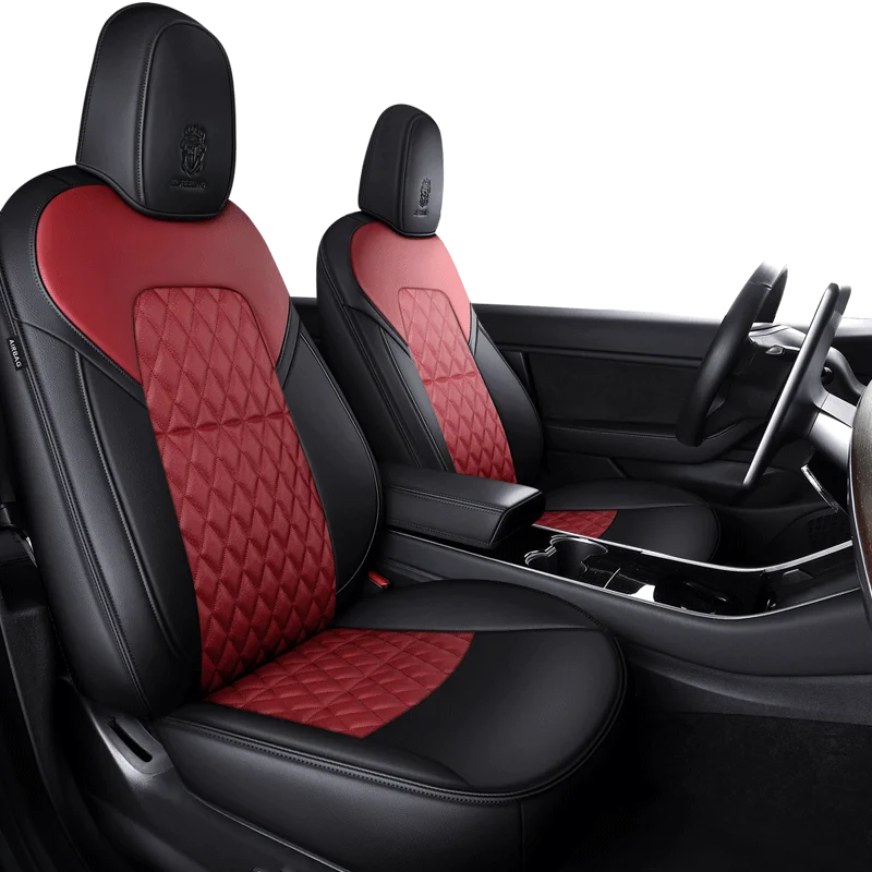 For Tesla Model 3 Custom Fit Car Seat Cover Accessories For Model Y 360 Degree Full Covered High Quality Leather Cushion Red