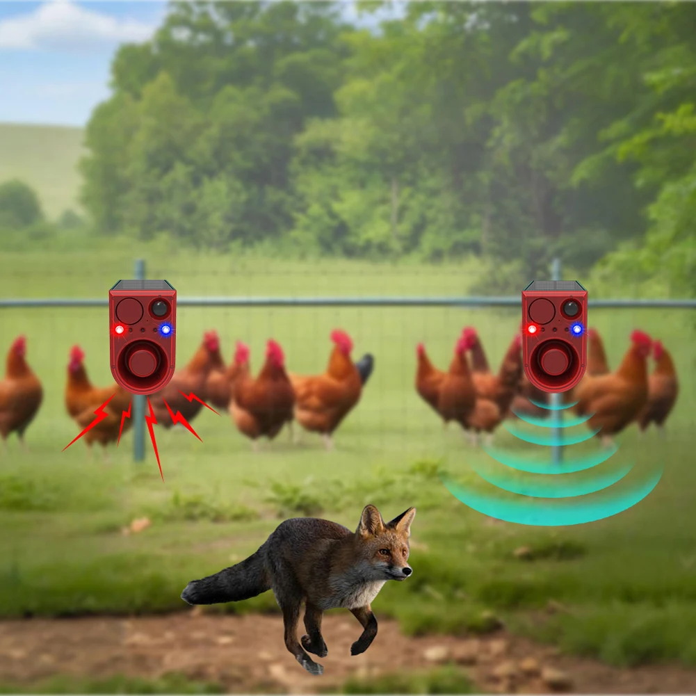 Solar Motion Sensor Alarm with Remote Control Home Security Alarm Waterproof Animal Repeller 129dB Loud Sound Noise Maker