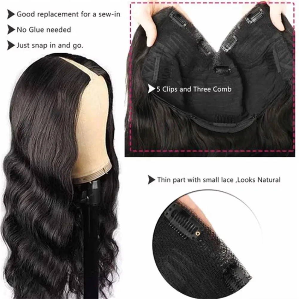 Natural V Part Body Wave Wigs 200% Density Remy Hair Machine No Leave Out 16 32 Inches Upgraded Brazilian Hair For Women Remy Human Hair