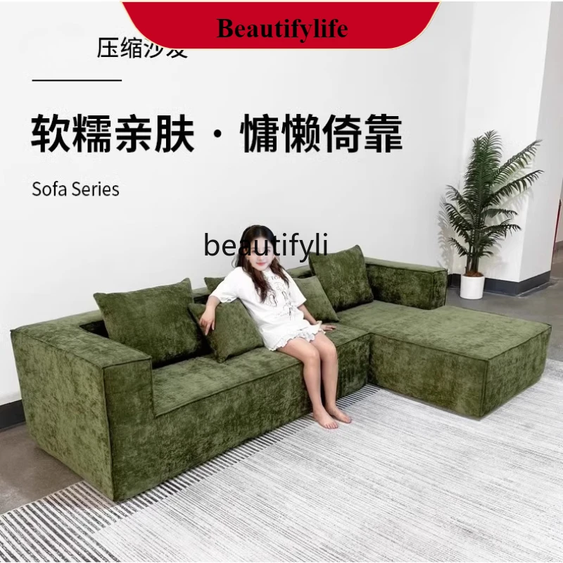 

G1218 Italian Style Fabric Tofu Block Down Filling Living Room Sofa Pure Sponge Export Vacuum Compressed Sofa
