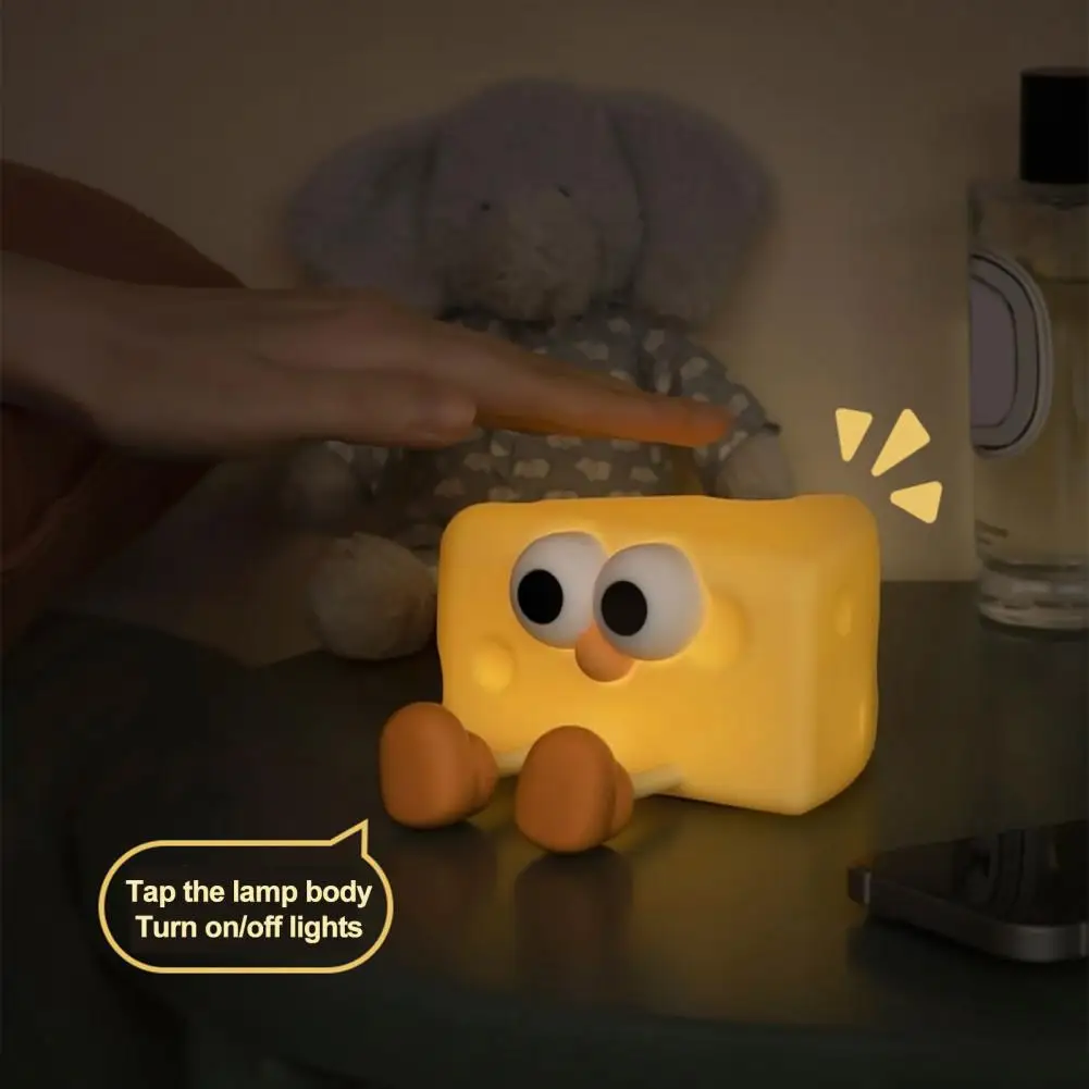 Rechargeable Night Light Cute Night Light Rechargeable Cartoon Cheese Led Night Lamp with Timer Dimmable Feature for Kids