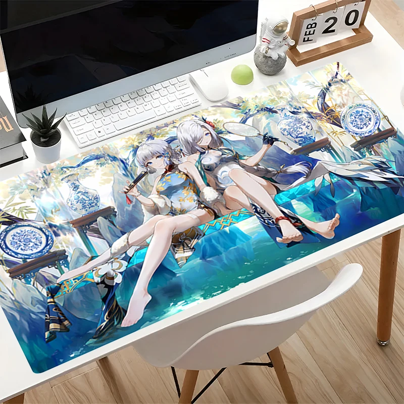 Office Mouse Pad G-genshin Impact Shenhe kawaii Desk Mat E-sports Gaming Accessories alfombrilla Computer MouseMat Game Mousepad