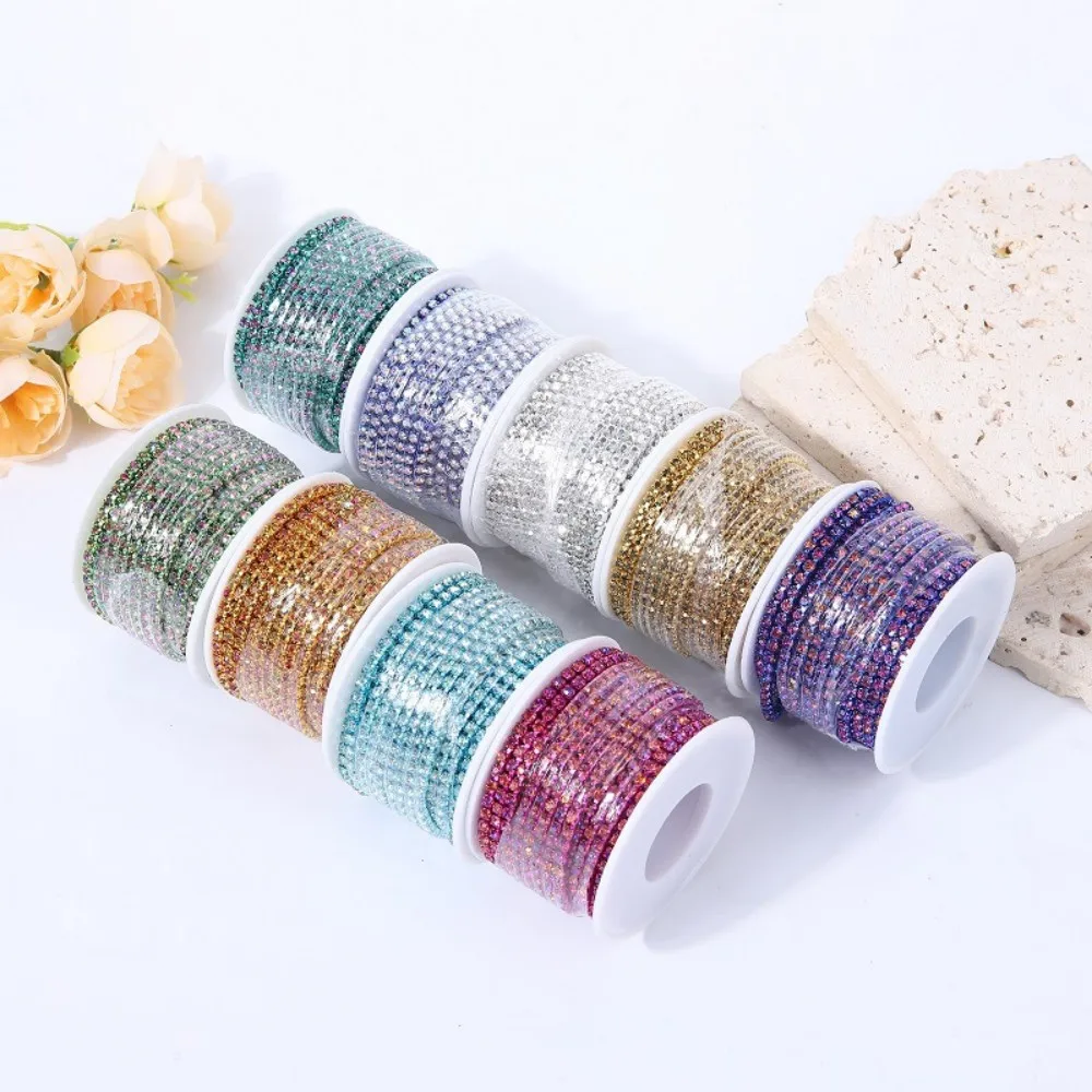 10 ياردة الزجاج الملون سلسلة حجر الراين كأس كثيف تقليم للملابس أكياس الأحذية DIY بها بنفسك الخياطة الديكور الحرف مشاريع الموضة