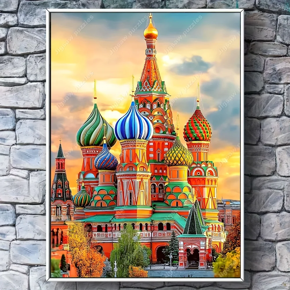 Colorful St. Rompecabezas de la Catedral de San Basilio de Moscú, rompecabezas para adultos con temática cultural, juego intelectual, rompecabezas decorativo para el hogar y el ocio