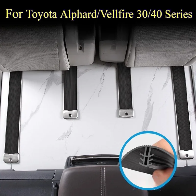 

​​For Toyota Alphard/Vellfire 30/40 Series: OEM Seat Rail Covers - Dust Proof Seal Strips w/3M Adhesive & Tool-Free