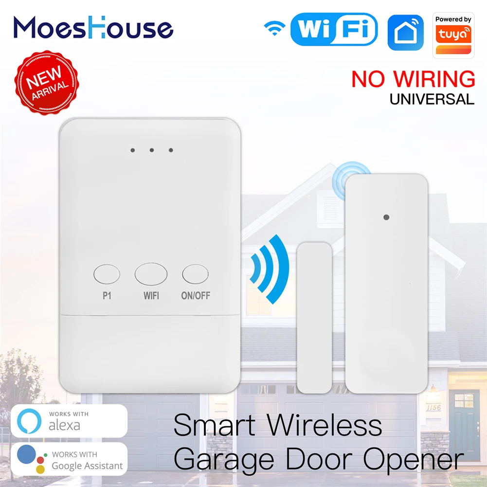 WiFi Tuya Garage Door Controller Smart Door Sensor Opener No Wiring Wireless Smart Life APP Control Voice Control Alexa Google