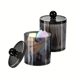 Caja de almacenamiento de bastoncillos de algodón transparente, caja pequeña de plástico PS, caja de almacenamiento de algodón para eliminación de maquillaje, color negro