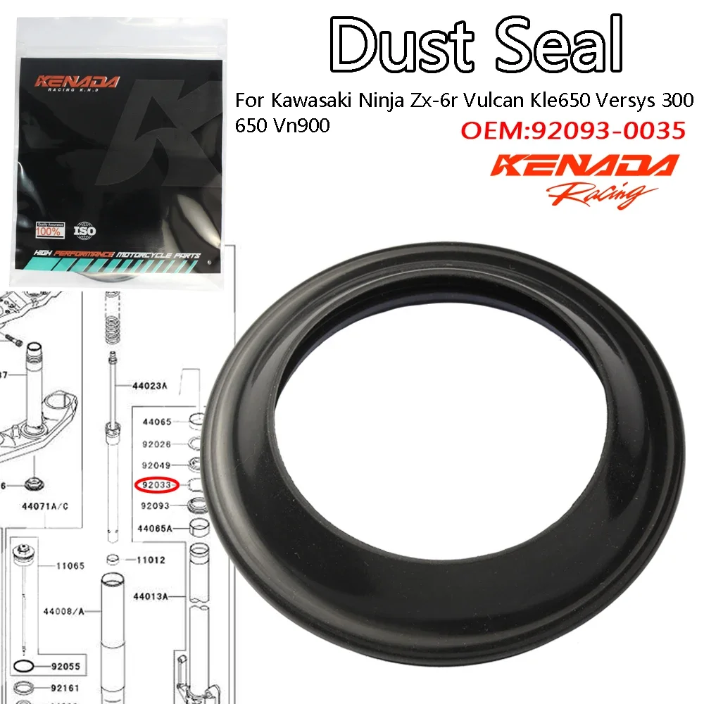 Kenada Racing Front Fork Dust Oil Seal Set 92093-0035 for Ninja ZX-6R ZX636 Versys 300 650 VN900 KLE650 41x54x11mm