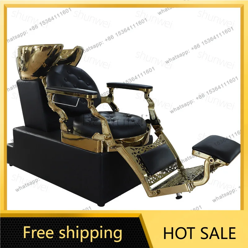 Factory Direct Sales Semi-reclining Shampoo Bed Hair Salon Shop Special Barber Shop Ceramic Basin Shampoo Bed