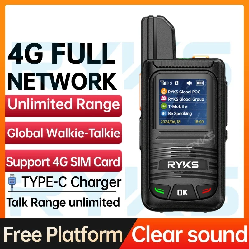 Global-Intercom 4G PoC Walkie talkie Internet radios bidireccionales tarjeta Sim walkie talkie de largo alcance 5000km par GPS jamón