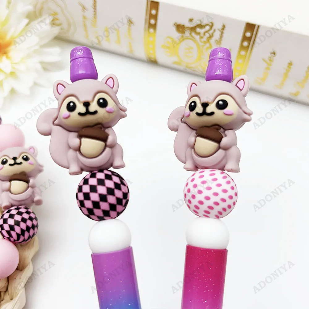 25Pcs 3D Squirrel Pinecone Silicone Beads Set DIY Beaded Necklace Bracelet Decoration Pen Jewelry Pendant Etc. Holiday Birthday Gift