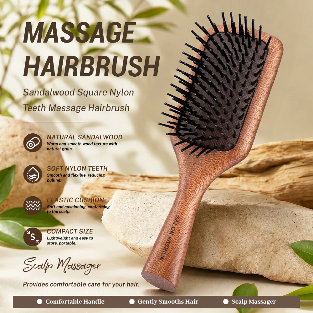 Wooden Air Cushion Massage Comb Scalp Care Female Curly Hair Household High-grade Anti-static Hair Loss Large Board Makeup Comb
