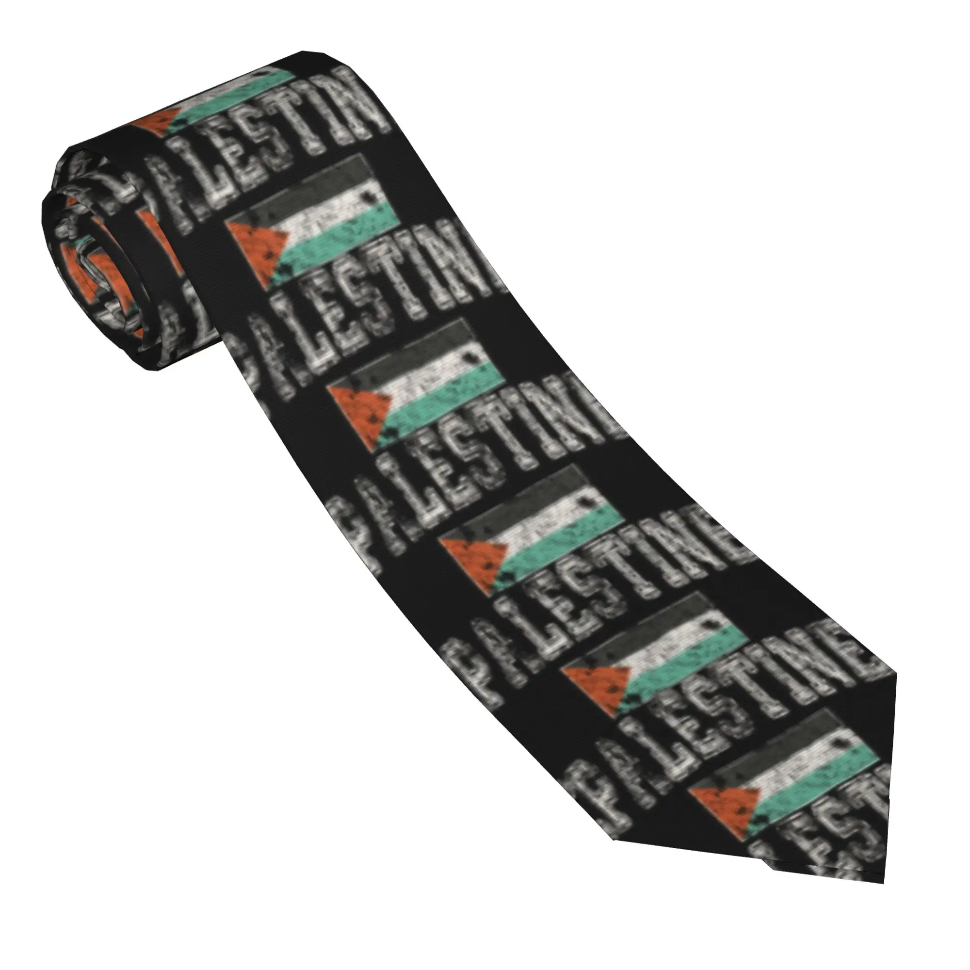 Vintage Faded Palestine Flag Palestinian Tie  Daily Wear Neck Ties Men Women Retro Trendy Necktie Accessories Collar Tie