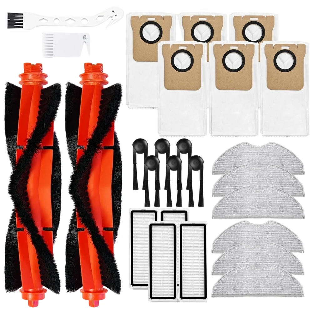 

2xОсновная щетка 4xфильтра 6xБоковая щетка 6xШвабра Ткань 6xПылесборник 2xЧестящая щетка для робота-пылесоса Xiaomi H40/OV51 Запчасти для пылесоса