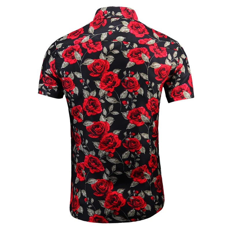 Camisa floral de manga curta masculina, blusa casual fina masculina, vestido de festa para dança, tamanho grande, 7XL, novo verão