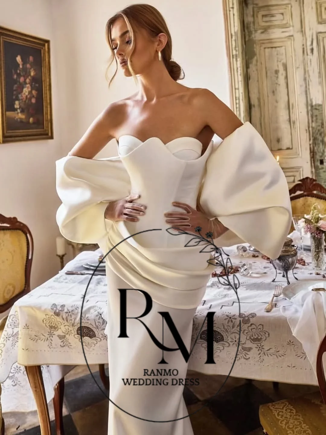 

Ranmo Modern Sleeveless Sweetheart 2026 Mermaid Floor-Length Satin Vestidos Novias Boda Vestidos De Novia Pleat 2026 Customized