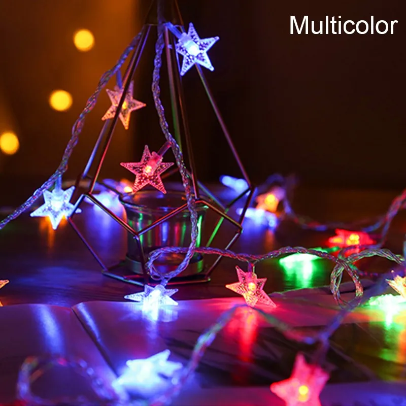 Generisch Lichterkette Sterne – 3m PVC-Lichterkette Mit 20 LED-Sternen, USB/ Batterie Dual-Betrieb, IP43 Wasserdicht –