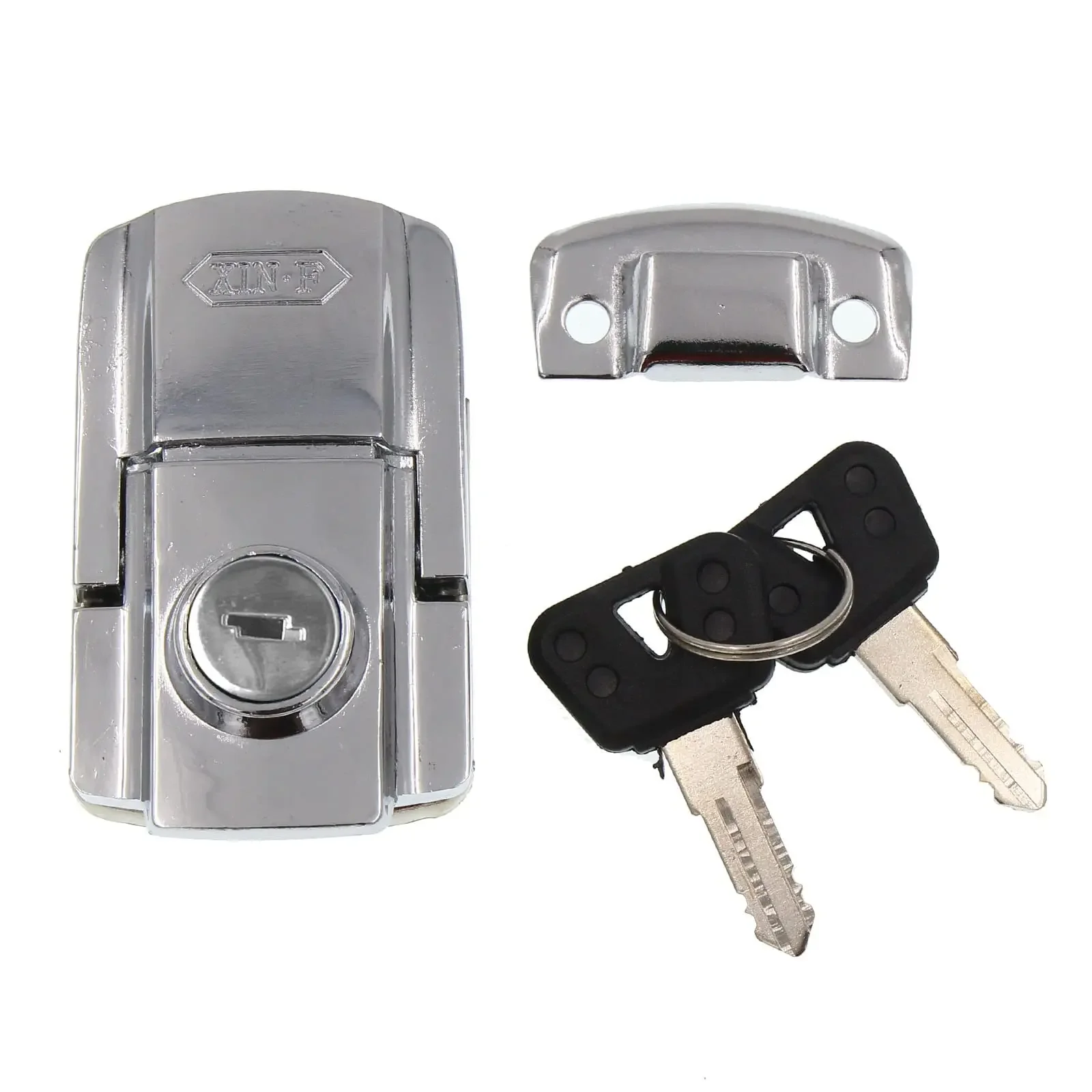 Motorcycle Rear Trunk Lock in Iron Metal Material  Anti‑Theft Trunk Lock Come with 2 Keys, Silver Color