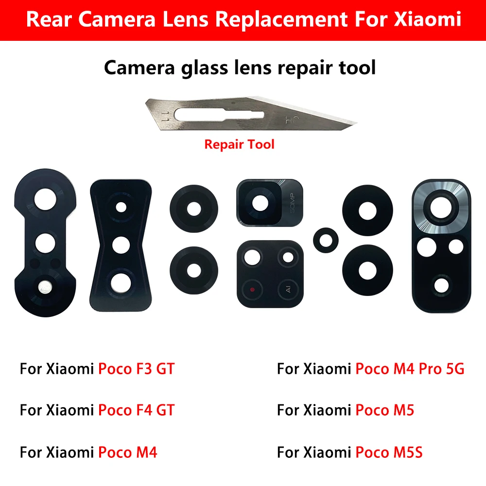 Back Rear Camera Glass Lens For Xiaomi Mi Poco C40 F3 F4 X4 GT M4 M5 M5S X4 X5 Pro 5G With Adhesive Sticker