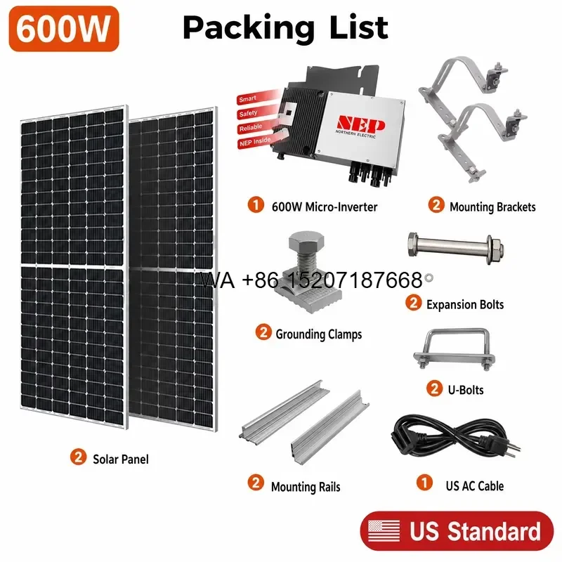 Wmwmnu Wholesale 600W Balcony Solar Power System Grid Tie Micro Inverter Solar Kit Balkonkraftwerk Plug and Play