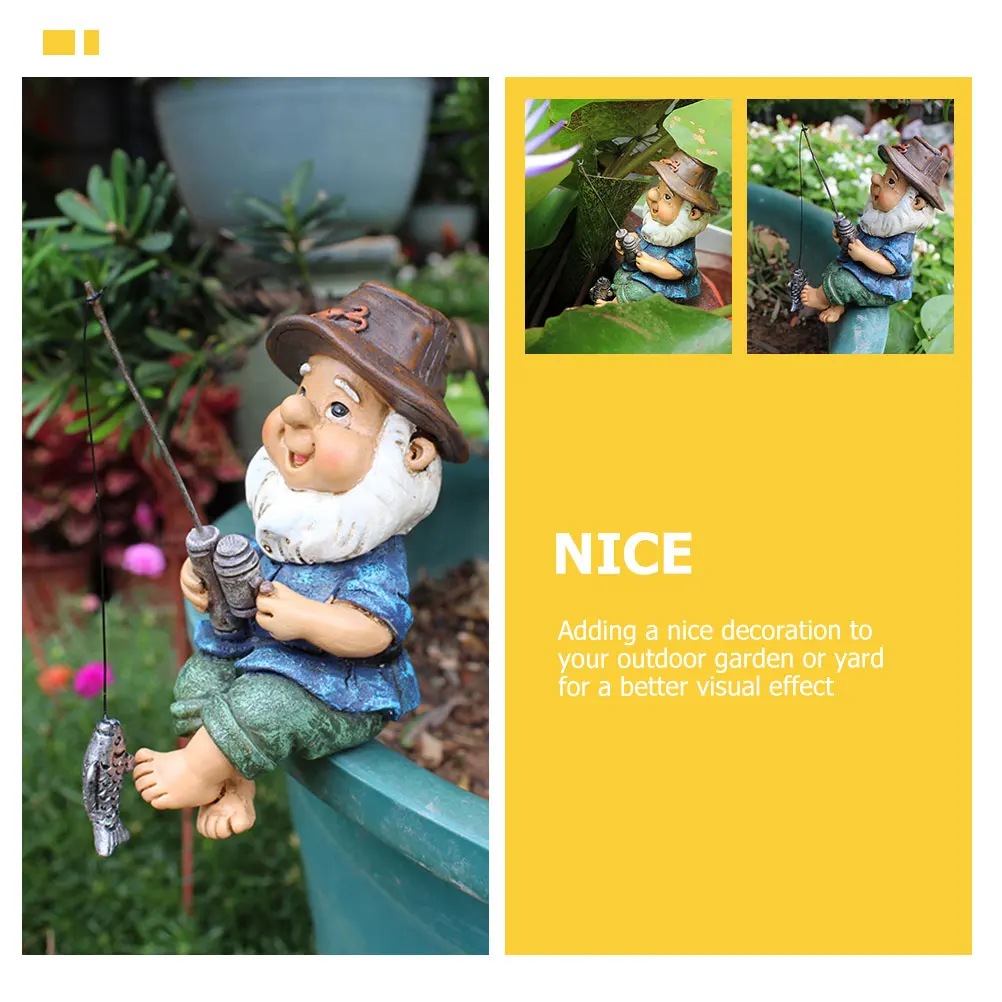 

Fishing Dwarf Statue Resin Garden Decoration Outdoor Pond Landscape Ornament Gift Gardening Supplies Sculpture