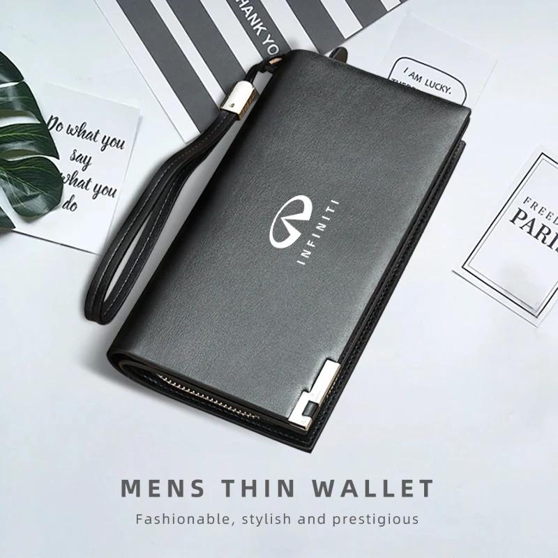 Car Leather Wallet Credit Card ID Holder Coin Zipper Purse For Infiniti QX50 QX30 QX60 G25 JX35 FX35 FX37 FX50 EX35 EX25 EX37