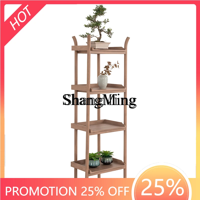 

ZYY new Chinese Zen solid wood rack floor-to-ceiling indoor living room flower pot rack