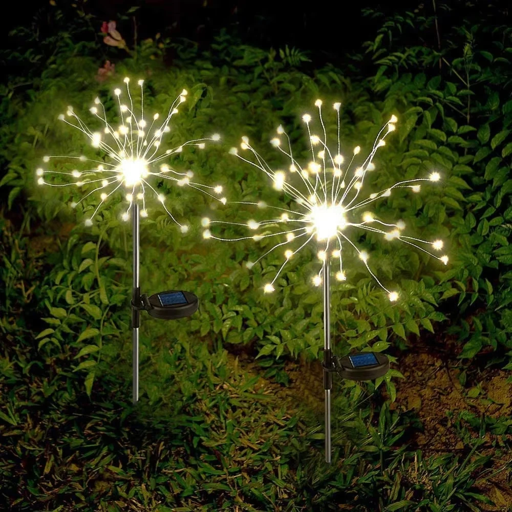 

New Outdoor LED Solar Fireworks Lights 90/150 LEDs Waterproof String Fairy For Home Garden Street Christmas Decoration