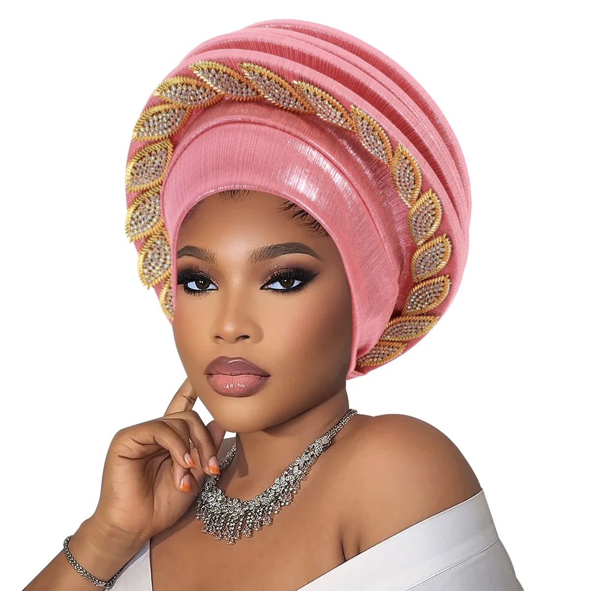 Amazon New Women's Fashion Heavy Rhinestone Beret Turban Hat, African Spiral Cap Factory Direct