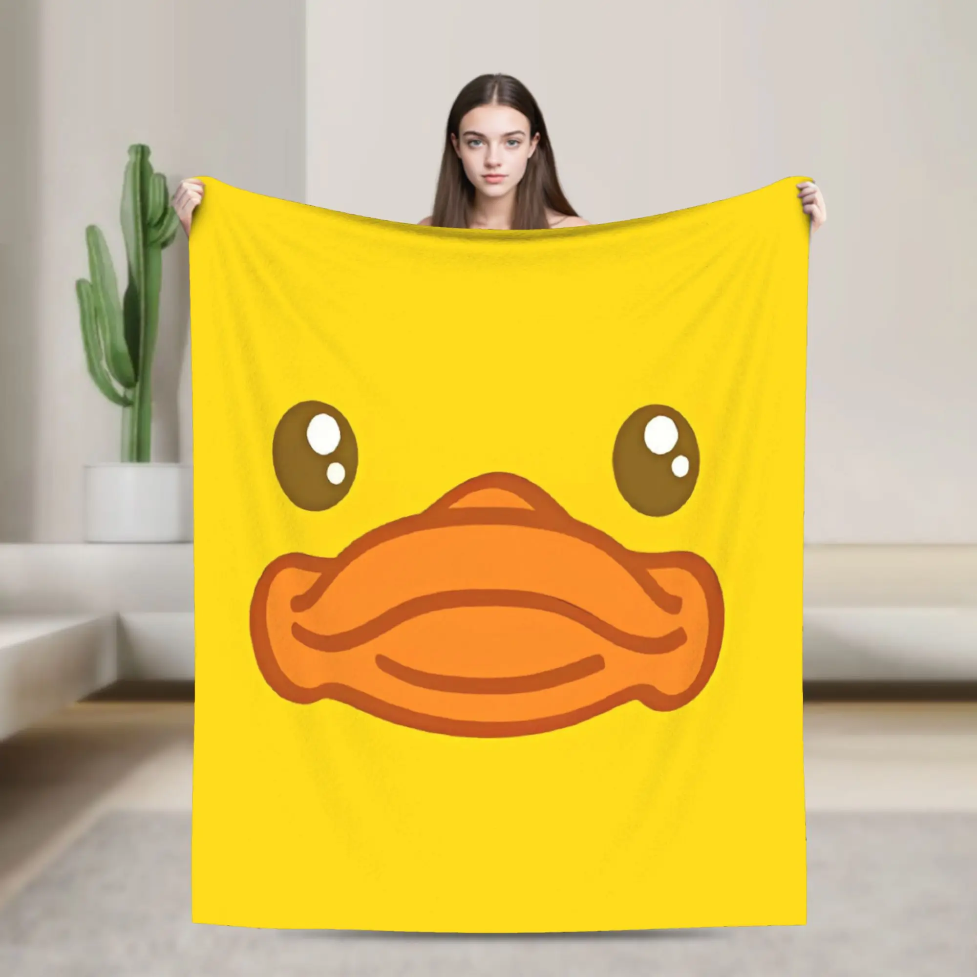 Cute Duck Pattern Flannel printed blanket suitable for all seasons suitable for living room office sofa and travel 180x250CM