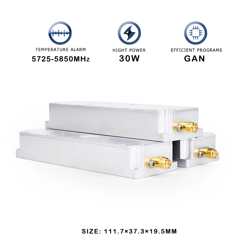 Módulo RF antidrones GaN, amplificador de potencia de 30w, 5,8G, 5725-5850MHz, FPV, UAV, Autel, Mavic 3, contador PA, sistema de defensa de interferencias DJI