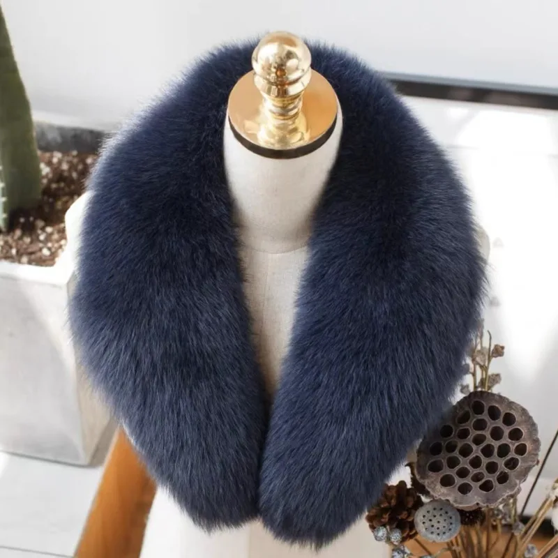 Fox Fur Collar Winter Coat Hood Decor Furry Fur Collar Natural Fur Scarf Warm Shawls Scarves Large Fur Shawl Red Fur Collar