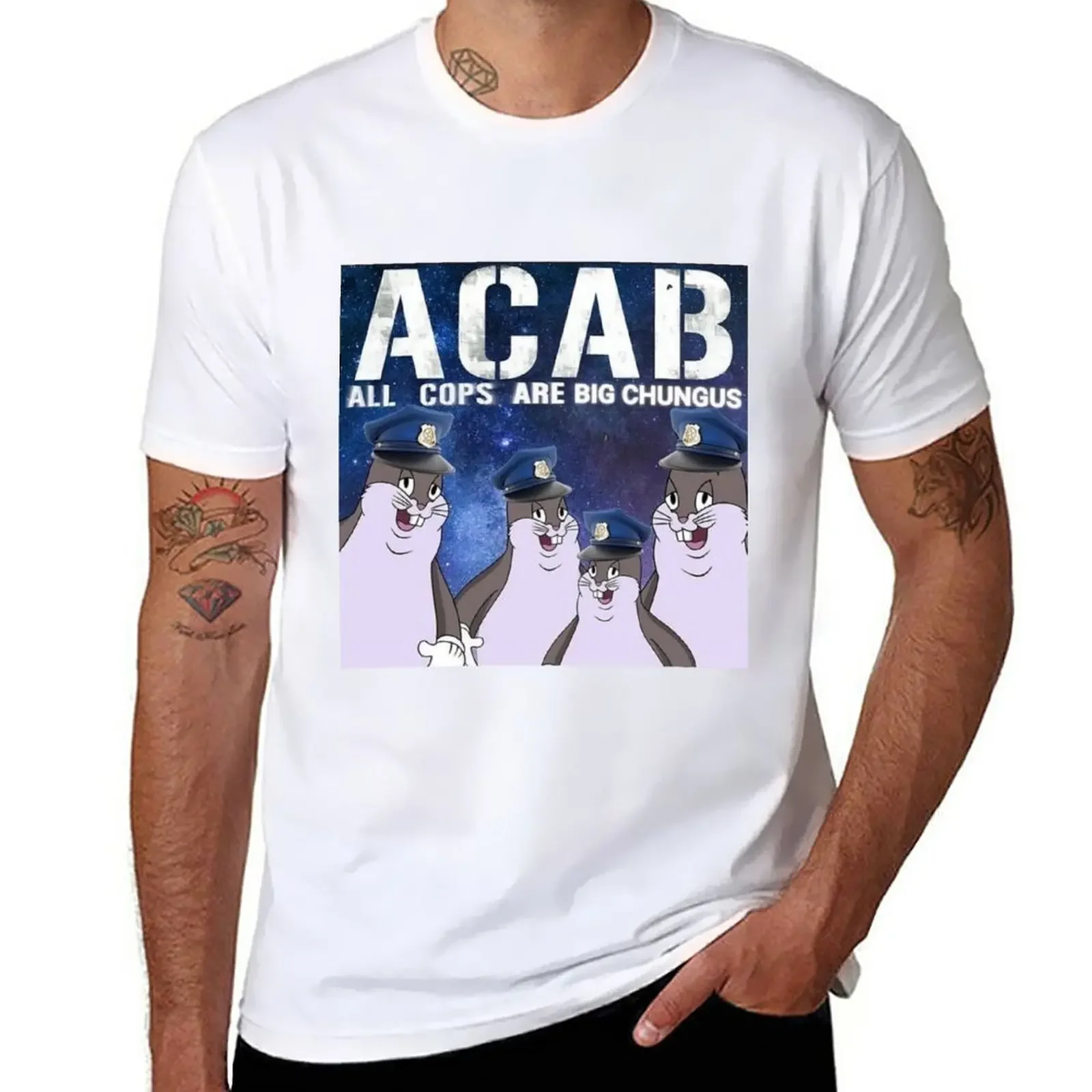 New All Cops Are Big Chungus ACAB T-Shirt graphic t shirt cute clothes man clothes mens graphic anime Male fashion Hot Sale