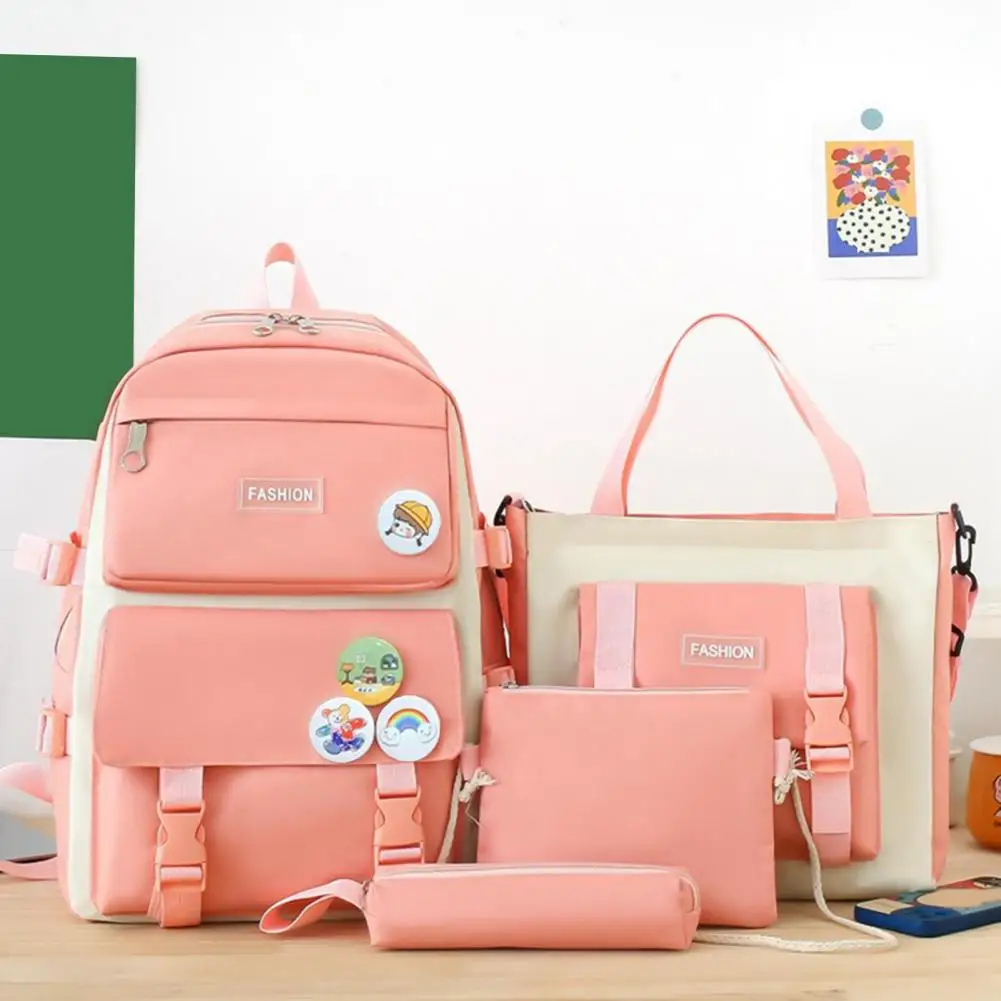 Crossbody Tas Set 4-delige Student Rugzak Set Met Crossbody Tas Etui Tutoring Tas Capaciteit Rits Sluiting Voor Reizen