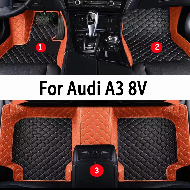 

Car Floor Mats For Audi A3 8V Sportback 2013~2019 Waterproof Rug Anti Dirt Pad Luxury Leather Mat Full Set Car Accessories 2014