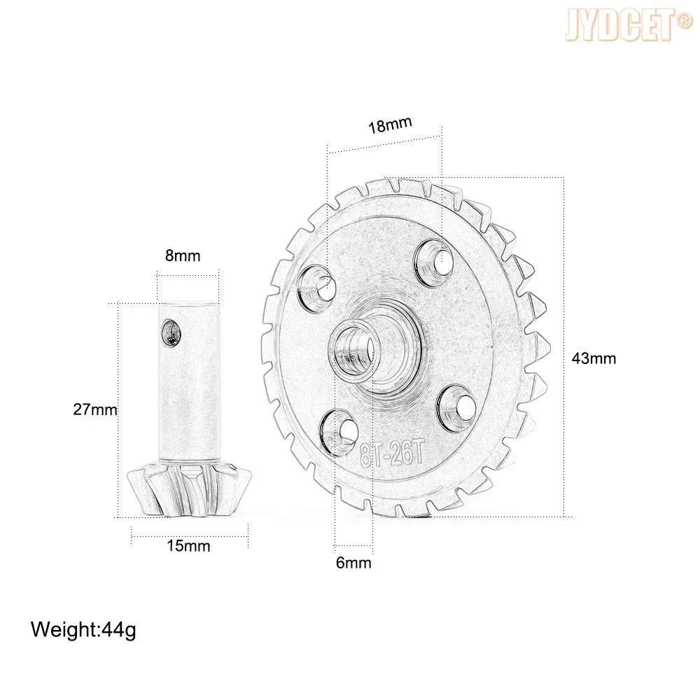 8T-26T Hard Steel Differential Ring Pinion Gear Set #102692 #105551 for RC 1/8 HPI SAVAGE FLUX HP XL 5SC 5.9 3.5 X SS