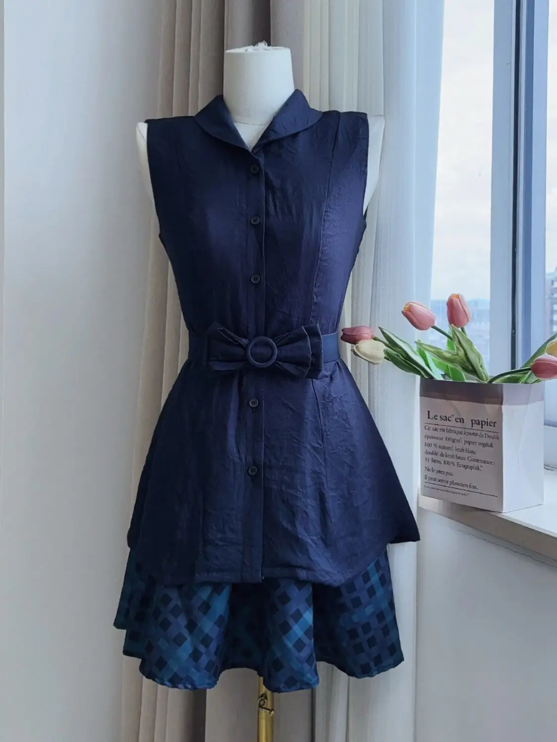 French Dresses 2-Piece Set Top+Skirt Vintage Women Harajuku Y2k 90s Polo Tank Top Slim Fairy Hot Sweet Plaid Elegant Chic Summer