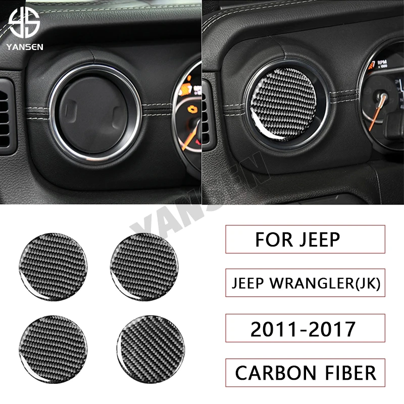 

Car Dashboard AC Air Outlet Vent Decoration Cover Trim Carbon Fiber Sticker For Jeep Wrangler JK 2011-2017 Interior Decoration
